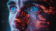 © ADDICTIVE STOCK - Close-up of human face with digital circuits representing AI technology. Generative AI image