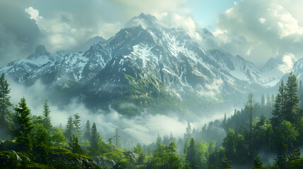 Poster - landscape with clouds