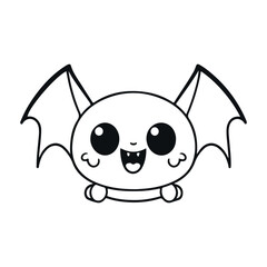 Bat black and white cartoon character design collection. White background. Pets, Animals.