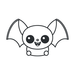 Bat black and white cartoon character design collection. White background. Pets, Animals.