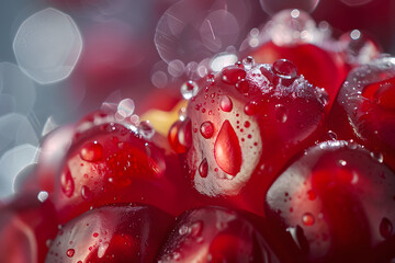 Wall Mural - Close-up of pomegranate seeds with water droplets