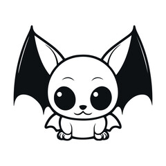 Bat black and white cartoon character design collection. White background. Pets, Animals.