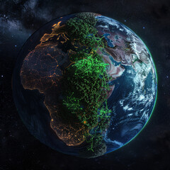 Wall Mural - Earth from Space: Pollution and AI Sustainability
