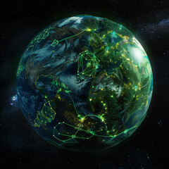 Wall Mural - Dual View of Earth: Pollution and AI Revitalization
