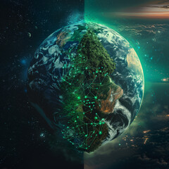 Wall Mural - Earth in Crisis: Pollution and Green AI Nodes
