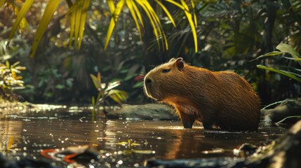 Wall Mural - capybara in the wild
