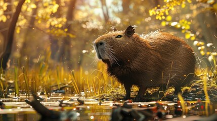 Wall Mural - capybara in the wild