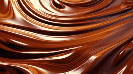 Wall Mural - A chocolatey swirl pattern with a brown background. Concept of indulgence and luxury, as chocolate is often associated with comfort and pleasure. The smooth