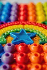 Sticker - A colorful toy with a star on it. The toy is made of plastic and has a rainbow design