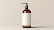 © Lull - Amber bottle with pump dispenser mockup. Front view of amber pump bottle mockup, perfect for showcasing your brand of soap, shampoo, or lotion.