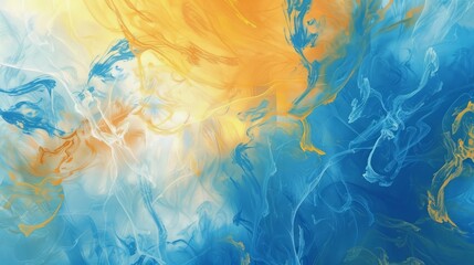 Abstract blue and yellow soft color background: modern artistic painting texture, fractal artwork for creative graphic design inspiration