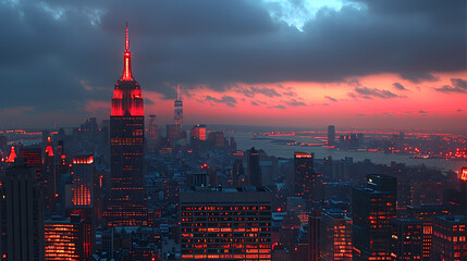 Wall Mural - city skyline at sunset