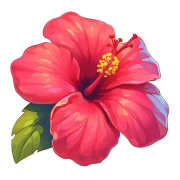 Tropical hibiscus flower, cute 3Tropical hibiscus flower, cute 3d style cartoon illustration. isolated design element, clipart.d style cartoon illustration. isolated design element, clipart.