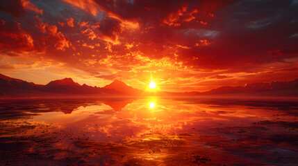 Wall Mural - sunset over the lake