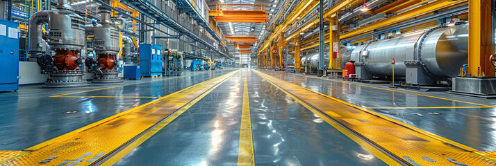 Wall Mural - In an automated factory, control systems oversee transportation lines for efficient manufacturing processes.