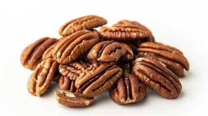 Wall Mural - Pecan nuts displayed against a white background