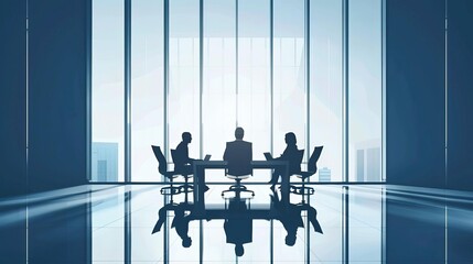 strategic alliance discussion minimalist boardroom paperless digital contracts business concept illustration