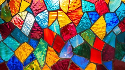 Canvas Print - vibrant stained glass mosaic background with geometric shapes modern abstract design