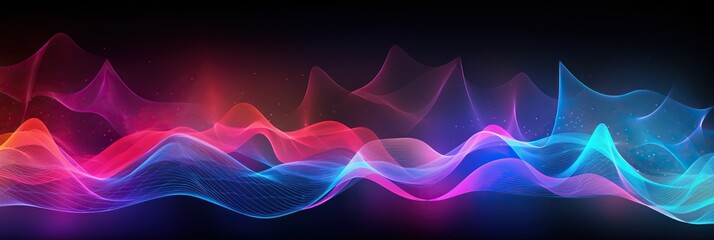 Leinwandbilder - a colorful wave of light on a black background, A decorative wall adorned with an intricate design of crisscrossing lines.