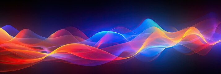 Leinwandbilder - a colorful wave of light on a black background, A decorative wall adorned with an intricate design of crisscrossing lines.