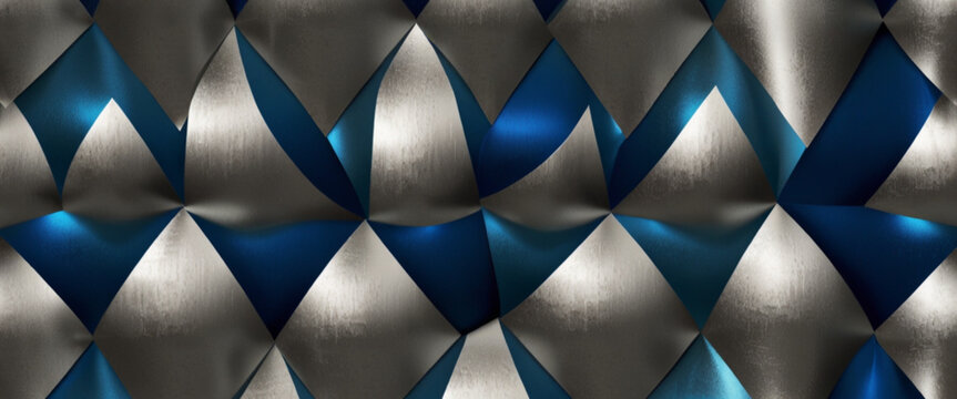 Metallic chrome texture blue and silver color wallpaper seamless pattern