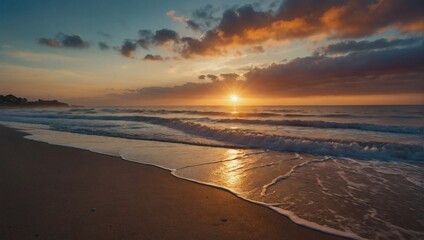 Wall Mural - Sunrise Over the Beach, A New Day Begins