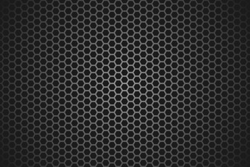 vector black background of hexagonal perforated iron netting