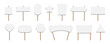 © LENNAMATS - Picket sign set vector illustration, demonstration banner, protest placard. Vector picket banner frame. Flat empty boards with wood sticks, protest sign template. Blank demonstration banners set.