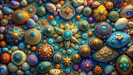 Canvas Print - the colorful charm of antique sea stones through