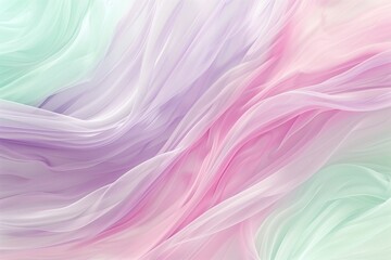 Wall Mural - : Soft, flowing lines of pastel colors like pink, lavender, and mint, blending smoothly into one another, creating a dreamy, ethereal abstract background that feels light and airy.