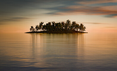 Wall Mural - Small tropical island in the ocean