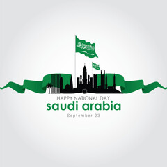 Canvas Print - Happy national day of Saudi Arabia vector illustration. Happy national day of Saudi Arabia themes design concept with flat style vector illustration. Suitable for greeting card, poster and banner.