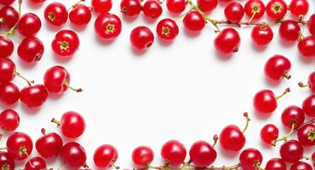 Wall Mural - Fresh red currant in frame form, copy space.