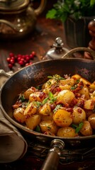 Wall Mural - Pan Filled With Potatoes Covered in Sauce