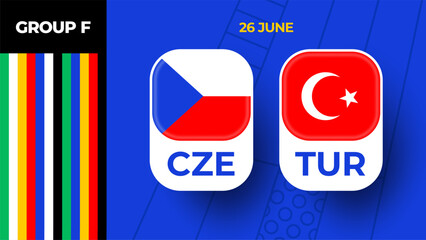 Wall Mural - Czechia vs Türkiye football 2024 match versus. 2024 group stage championship match versus teams intro sport background, championship competition.