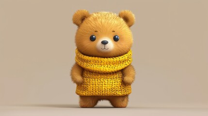 Poster - The modern illustration shows a cute bear doll in a hug sweater for free