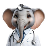 Uśmiechnięty młody słoń lekarz ze stetoskopem