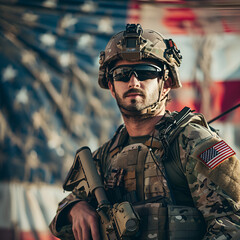 Wall Mural - Soldier holding firearm