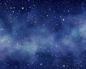 Wall Mural - Stunning starry night sky with a cosmic expanse of stars and nebula in deep blue hues, perfect for astronomical and space-themed projects.