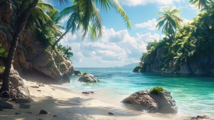Sticker - Tropical Island Beach Paradise Rocks Under the Sun