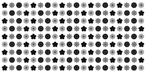 Wall Mural - Patterns of isolated little black flowers on a transparent background - Floral pattern for clothing designs, cards, stationery, fabric, and decorative designs