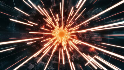 A high-speed fast internet light beam cutting through a surreal abstract space, with intricate details and vibrant colors