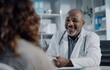 © LU - A smiling doctor in a white coat sat at a desk and listened to the patient's woman in the office talk about her physical pain