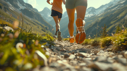 Sticker - couple jogging in the nature run workout