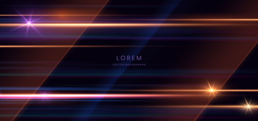 Wall Mural - abstract futuristic glowing light lines effect on dark blue background. speed motion concept.
