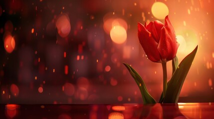 Tulips bloom beautifully in the cool, dewy mornings. Nature background wallpaper.