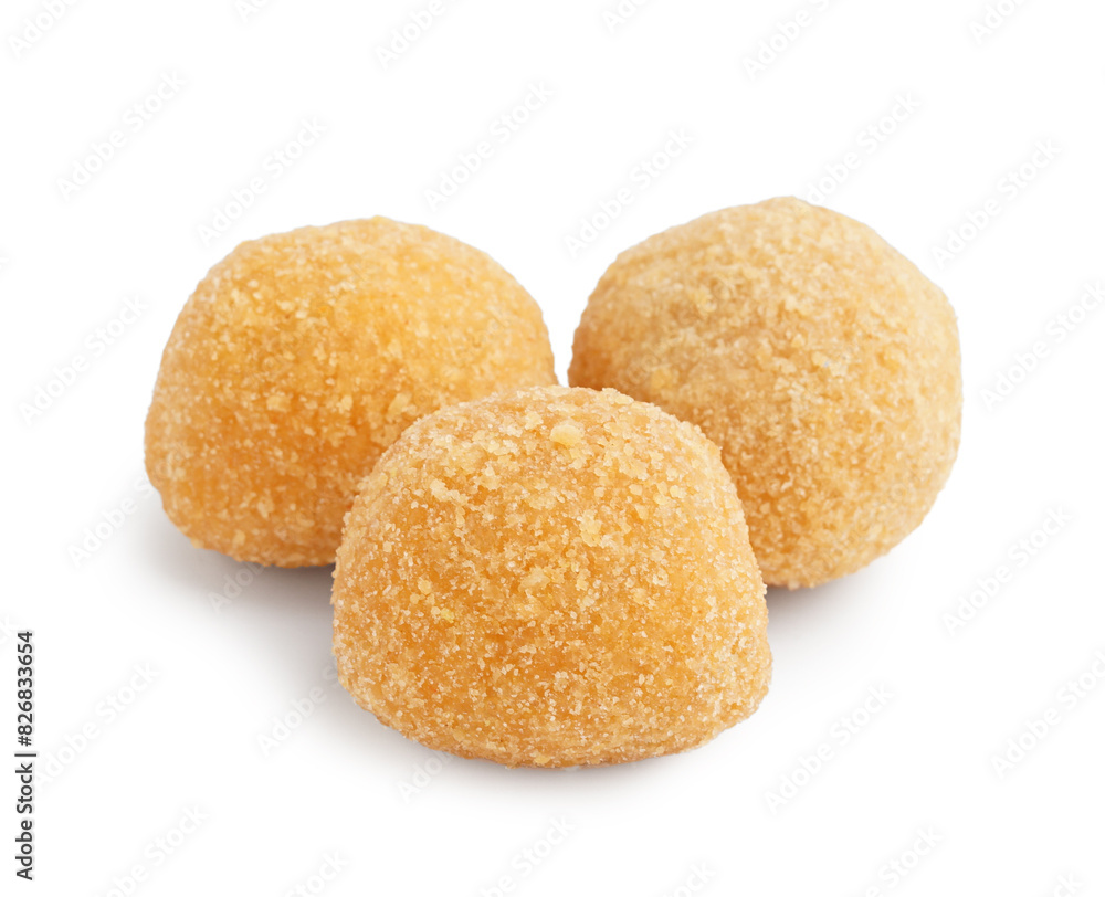 Tasty fried mozzarella balls in white background
