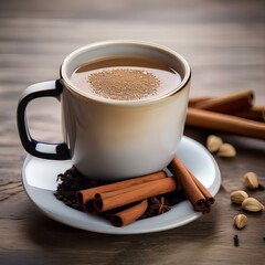 Canvas Print - Cup of chai tea with spices and a cinnamon stick5