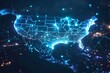 © dendyh7 - Digital map of america network connectivity created with generative ai