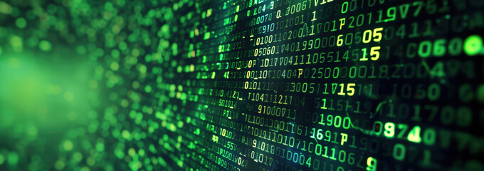 Green Program Code Data Stream on Computer